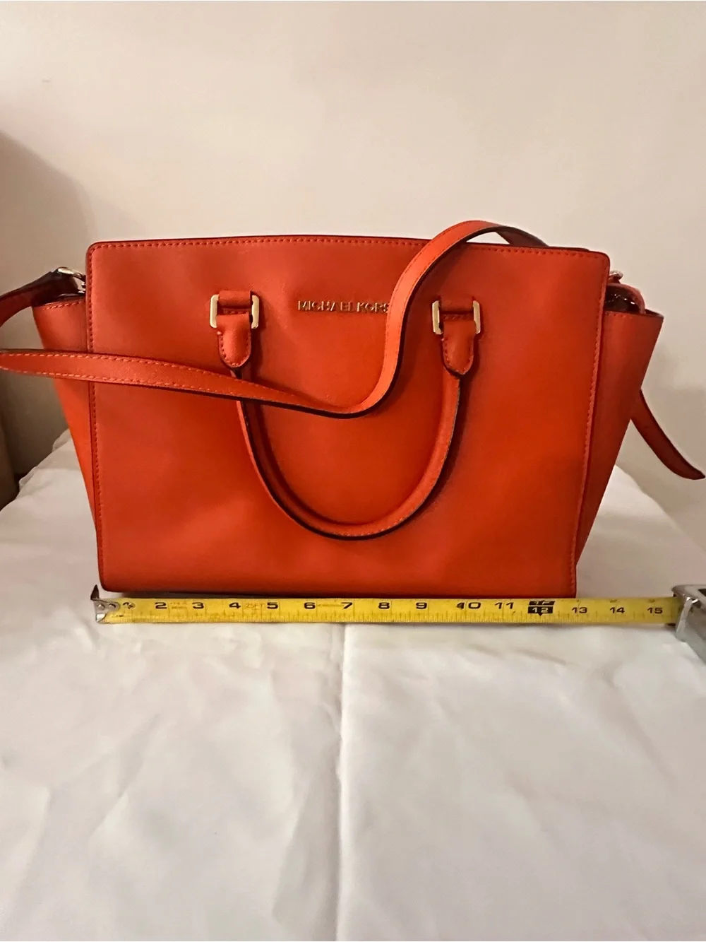 Michael Kors Bright Orange Saffiano Leather Satchel